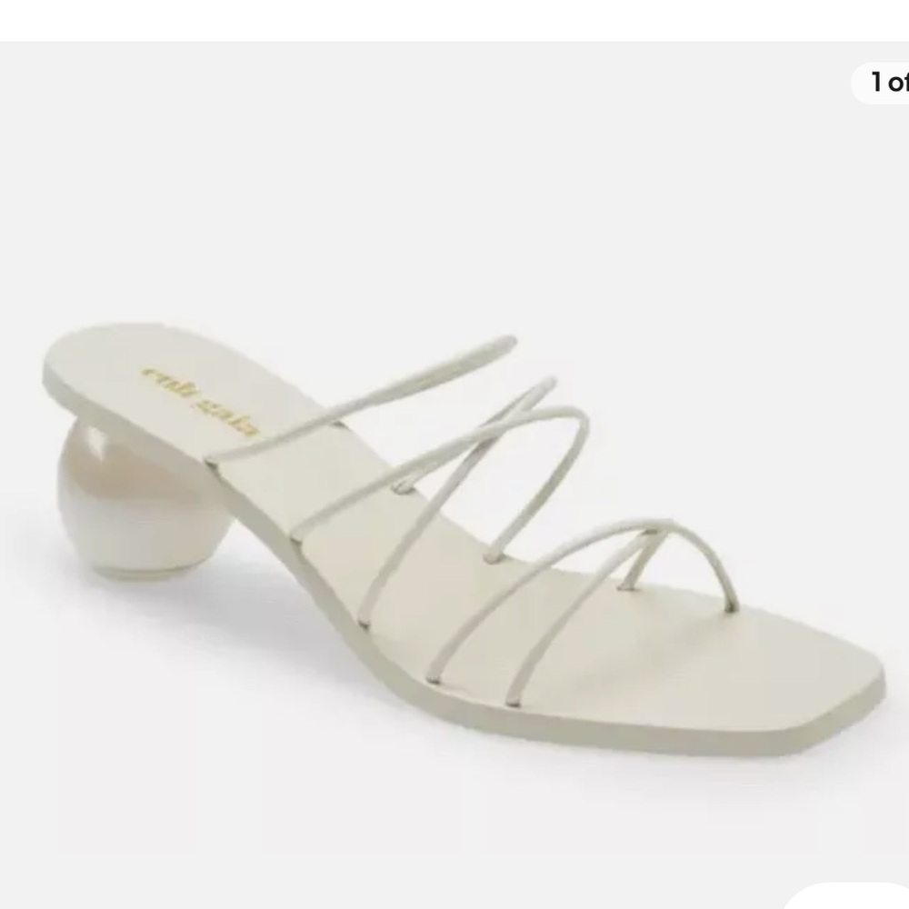 Cult Gaia Cassie ball heel sandal, Women’s IT38, Cream/white, square toe, VGUC
